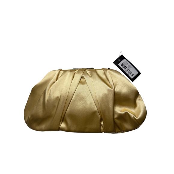 Badgley Mischka Gold Floral Satin Crossbody Clutch – Crystal & Pearl Embellished - Picture 2 of 5